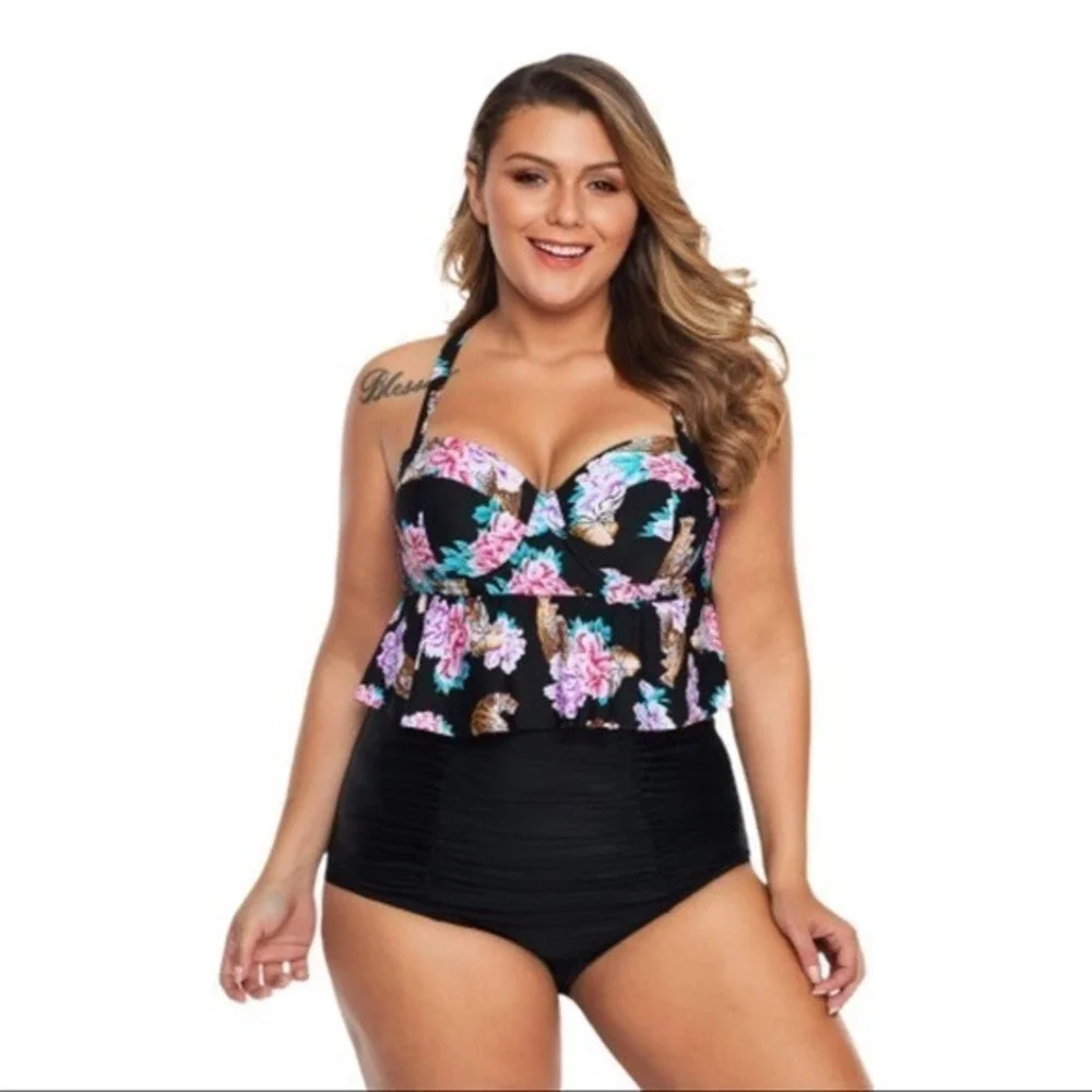 High Waisted Plus Size Bikini 2 piece Set